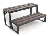 Escalier 2 Marches Pour Spa/jacuzzi - Noir Antidérapant - 85x66 Cm - Hauteurs 21 Et 42 Cm - 9